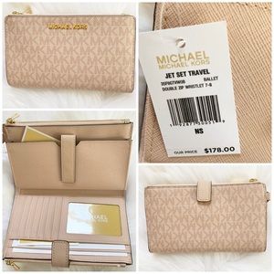 Michael kors double zip wristlet ballet wallet new